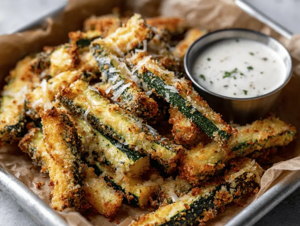 air fryer zucchini parmesan fries - featured image