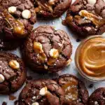 brownie stuffed salted caramel chocolate chip cookies - featured image