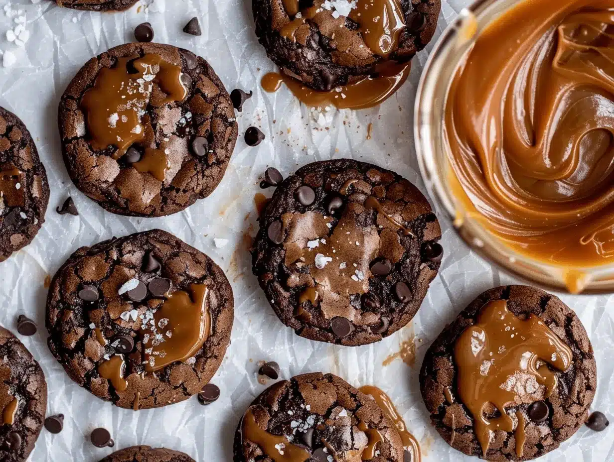 brownie stuffed salted caramel chocolate chip cookies preparation steps