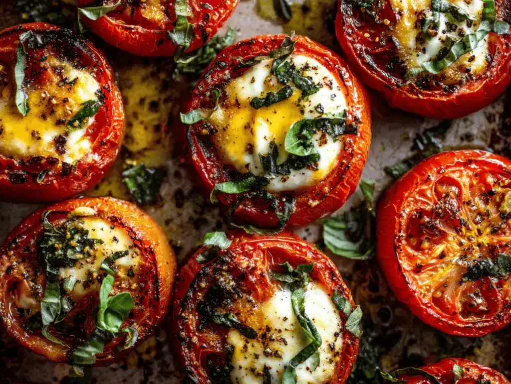caprese stuffed baked tomatoes - featured image