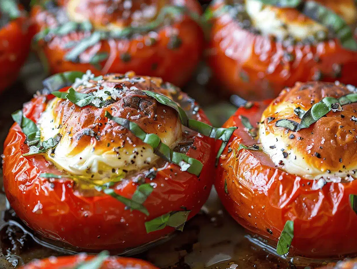 caprese stuffed baked tomatoes preparation steps