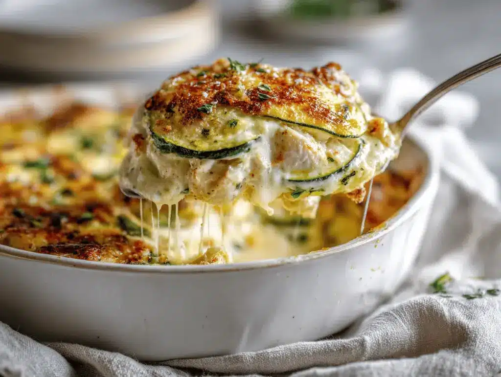 cheesy chicken zucchini parmesan bake - featured image