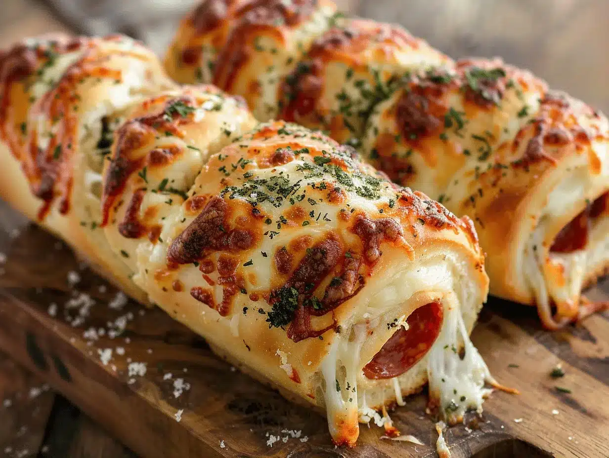 cheesy garlic bread pizza rolls preparation steps