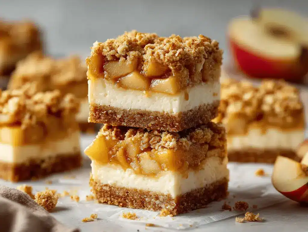 cinnamon apple crisp cheesecake bars - featured image