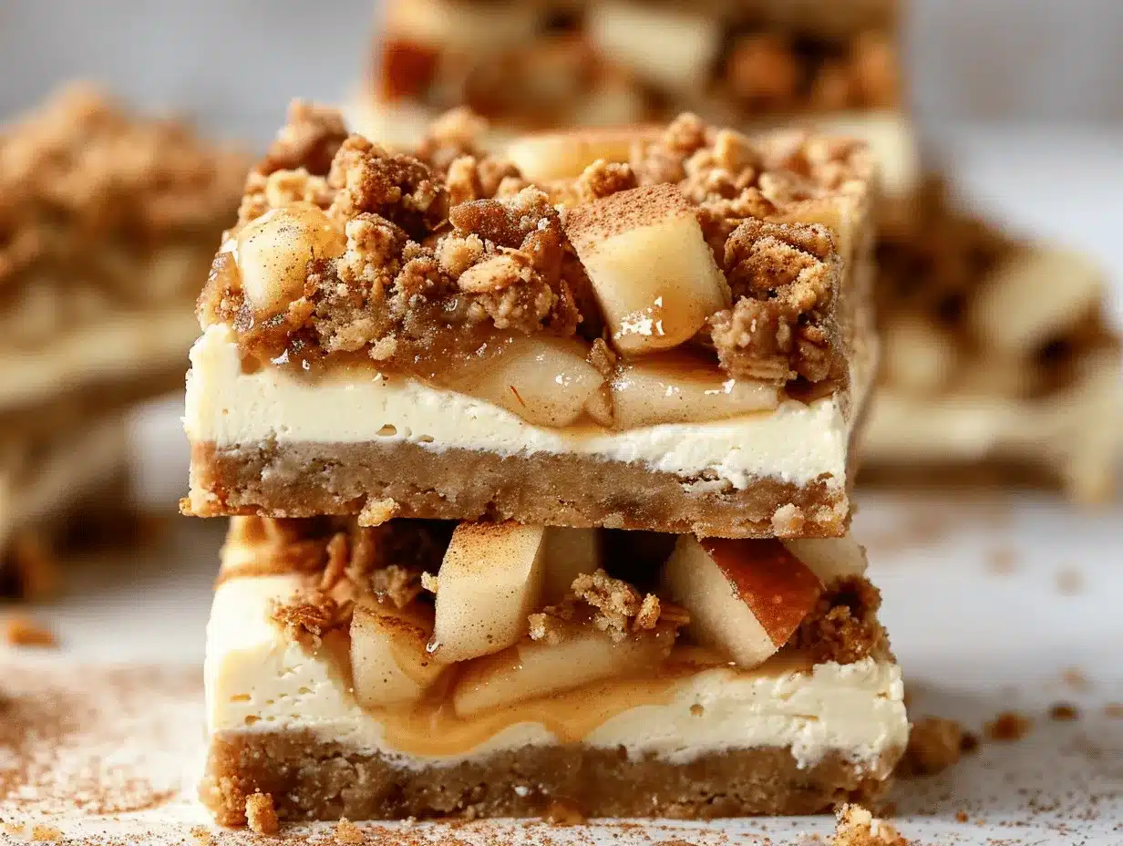 cinnamon apple crisp cheesecake bars preparation steps