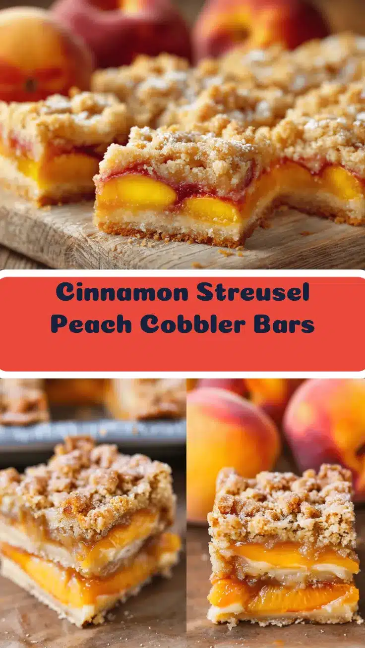 cinnamon streusel peach cobbler bars recipe