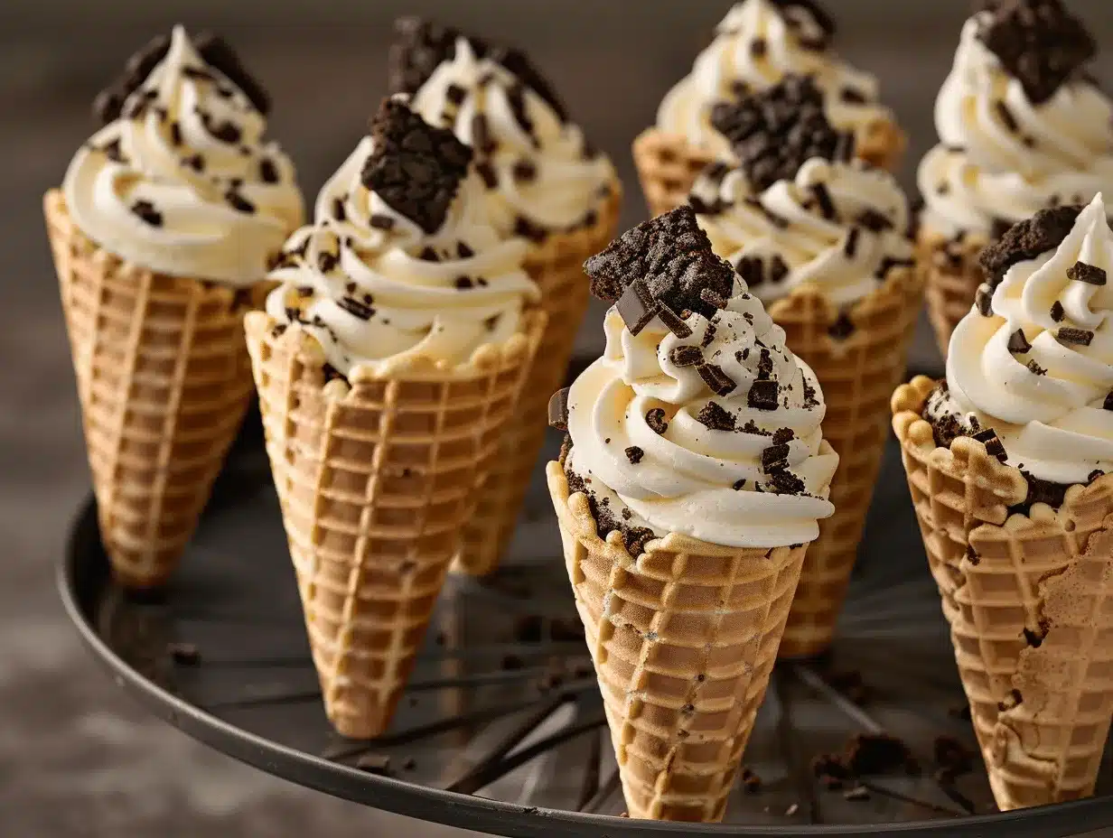 cookies and cream cheesecake cones preparation steps