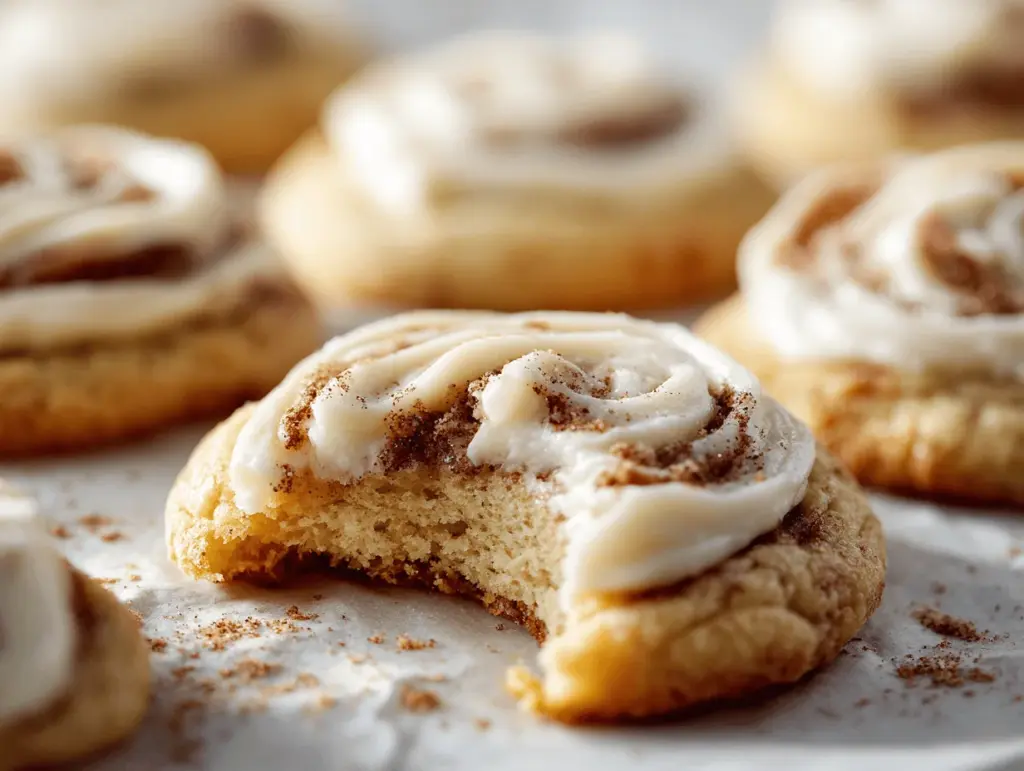 cream cheese frosted cinnamon roll cookies - featured image