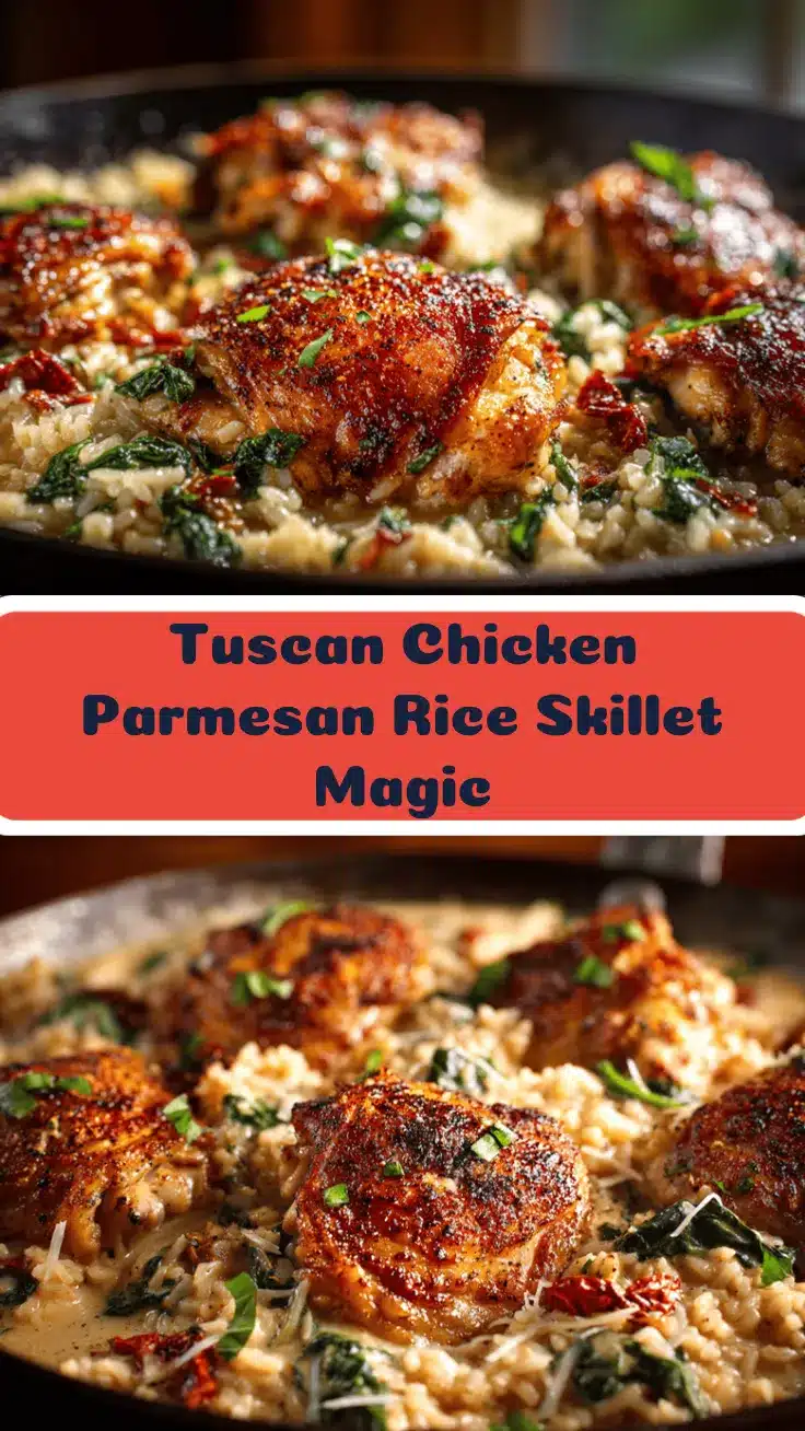creamy Tuscan chicken and parmesan rice skillet recipe