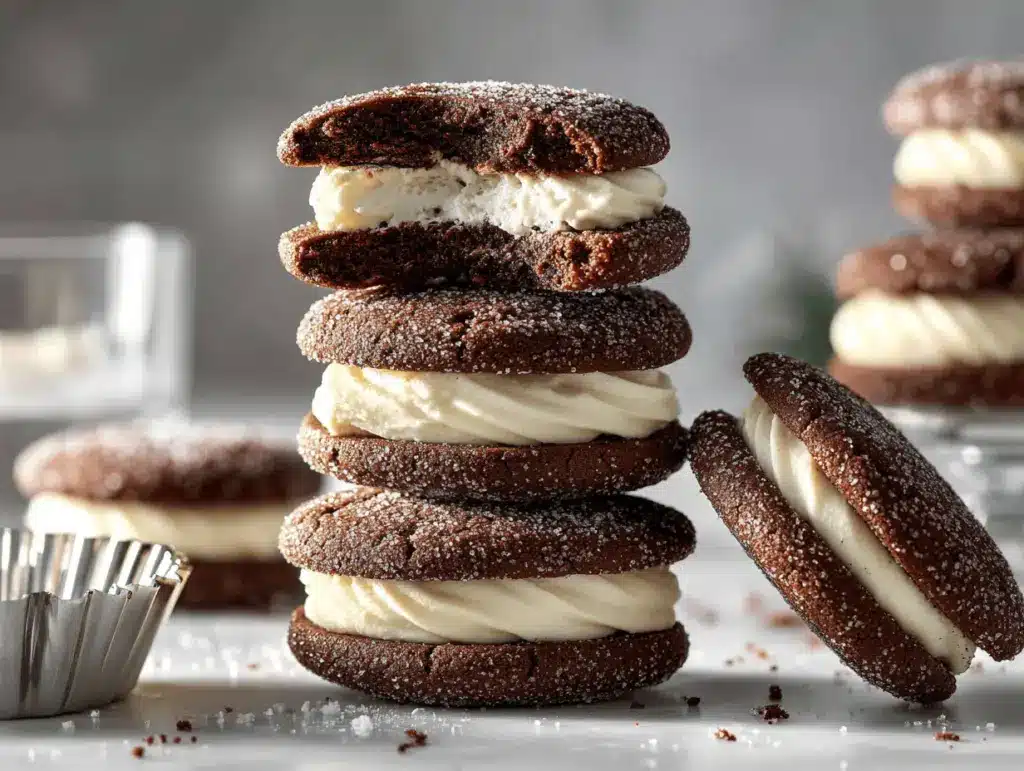 fudgy chocolate cookie sandwiches - featured image