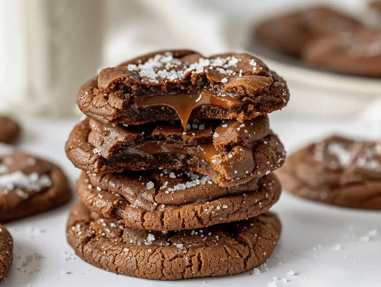fudgy salted caramel chocolate sugar cookies preparation steps