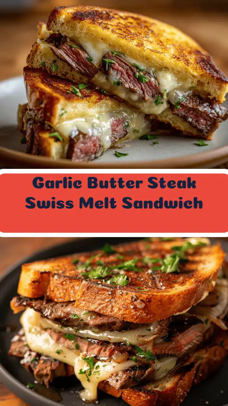 Garlic Butter Steak and Swiss Melt Sandwich recipe