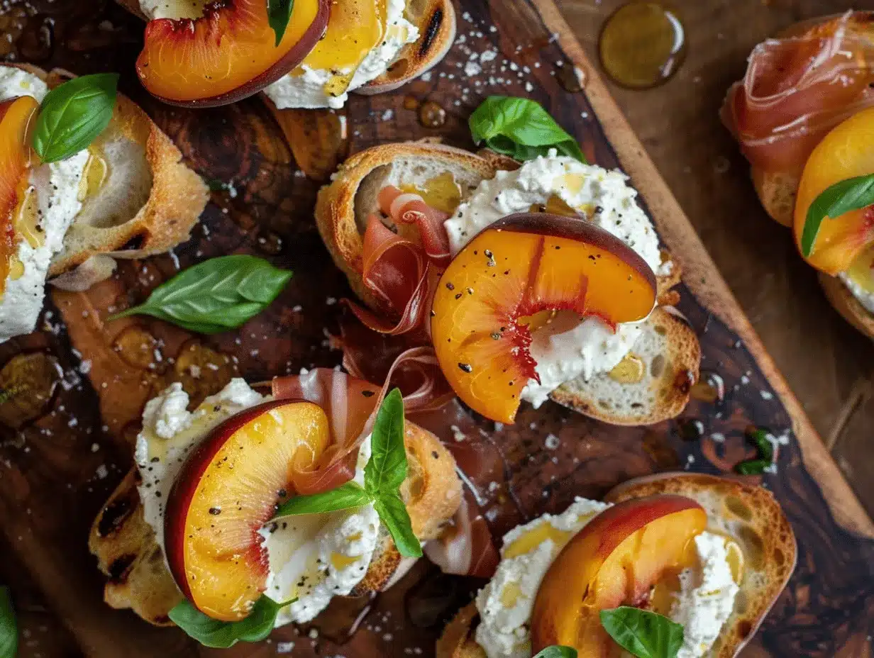 grilled peach burrata crostini preparation steps