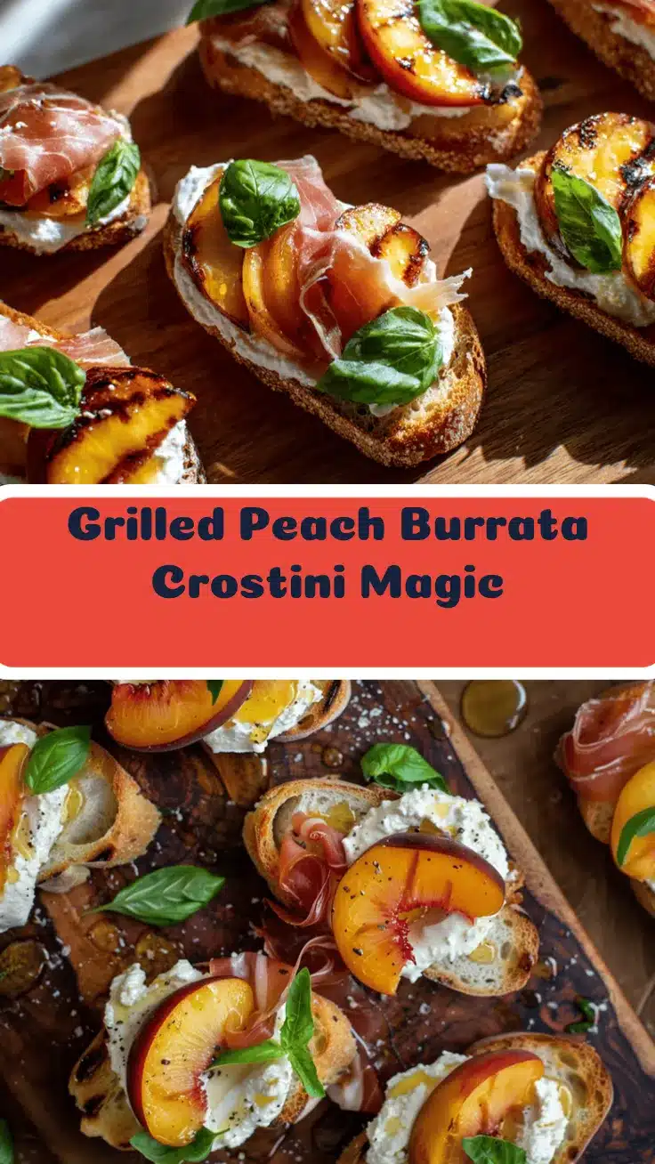 grilled peach burrata crostini recipe