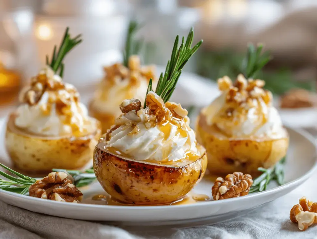 honey walnut cream cheese baked pears - featured image