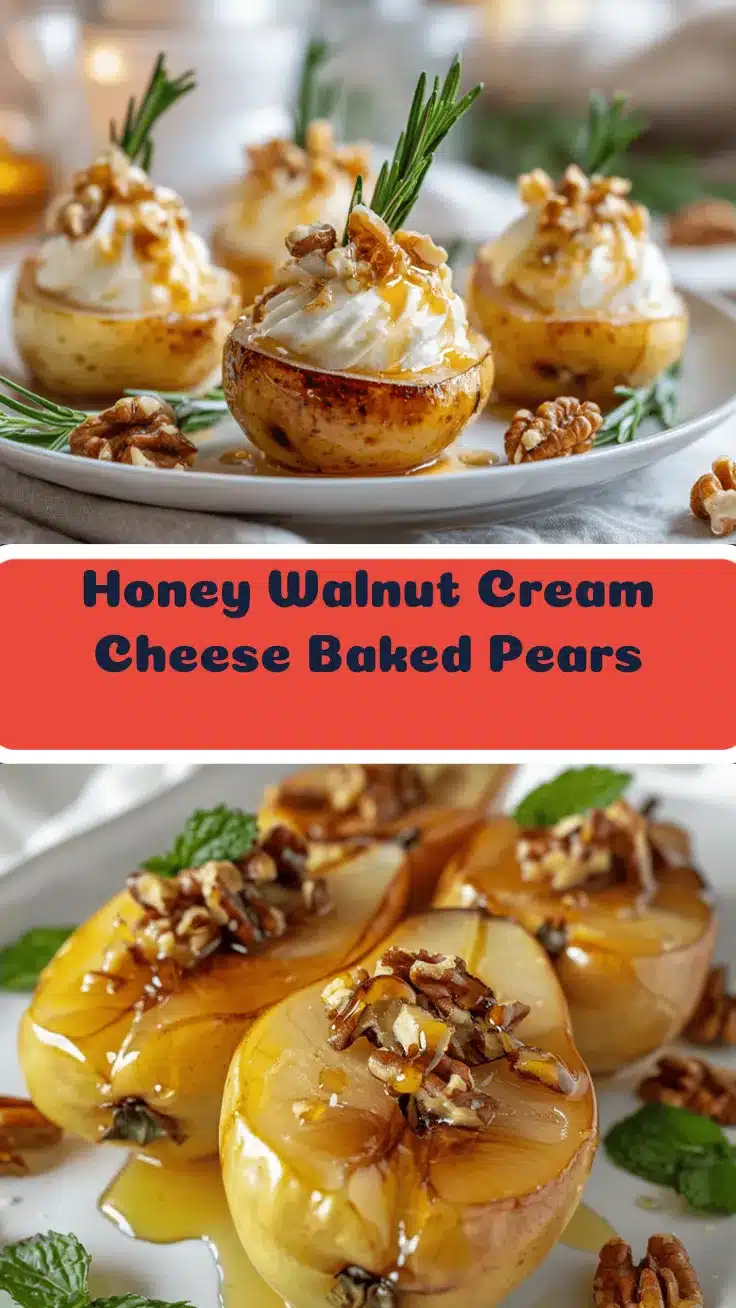 honey walnut cream cheese baked pears recipe