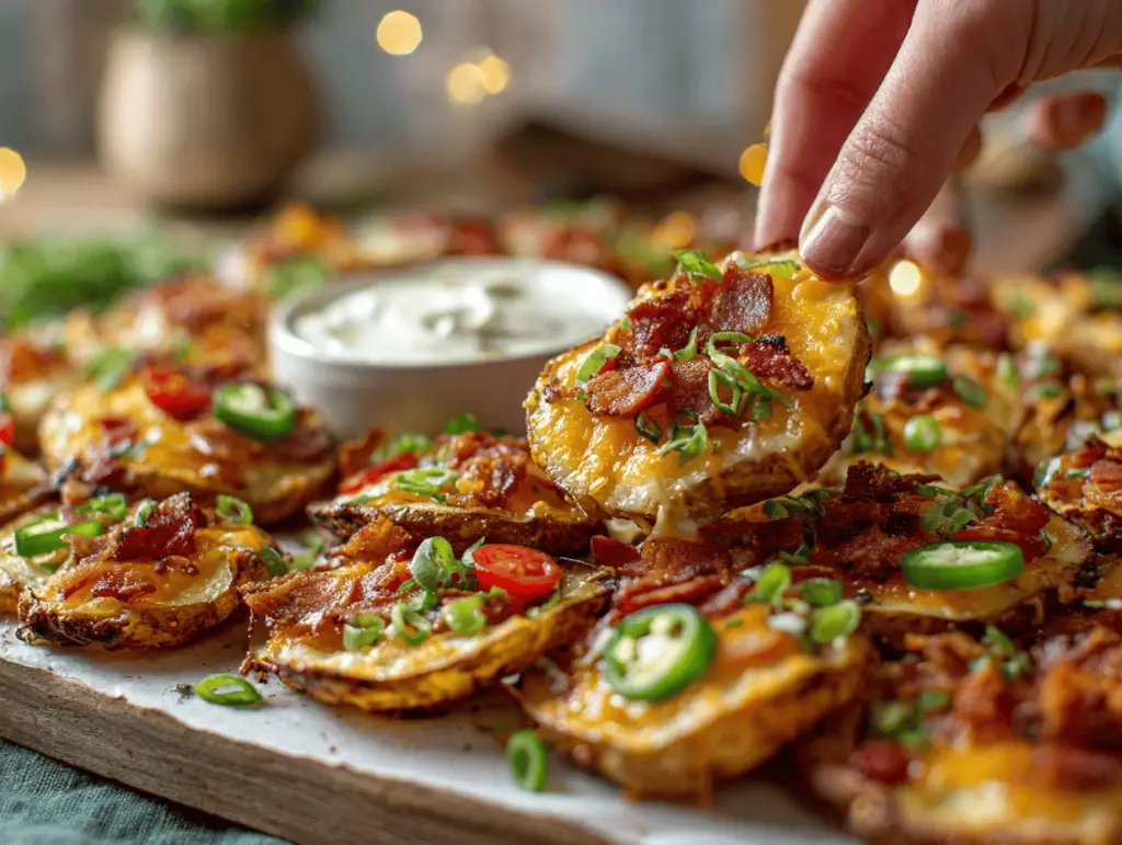 loaded baked potato slice nachos - featured image