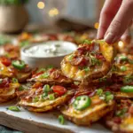 loaded baked potato slice nachos - featured image