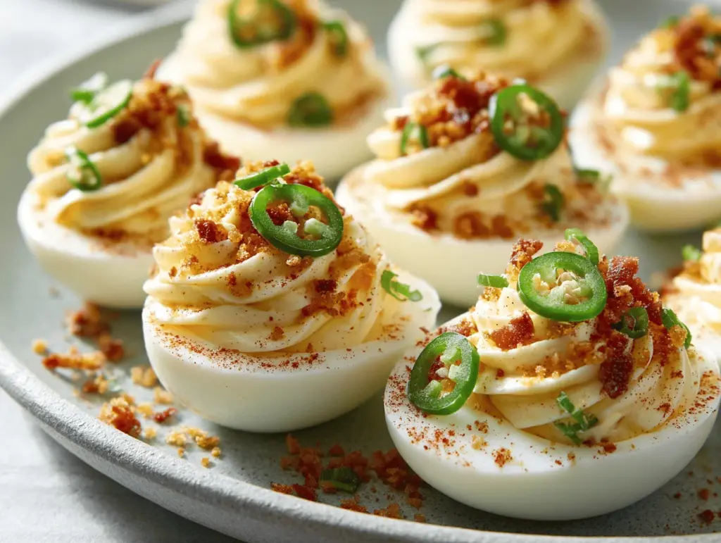 loaded jalapeño popper deviled eggs - featured image