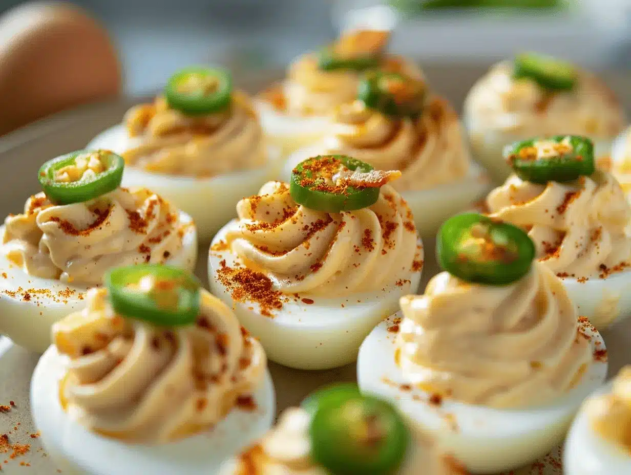 loaded jalapeño popper deviled eggs preparation steps