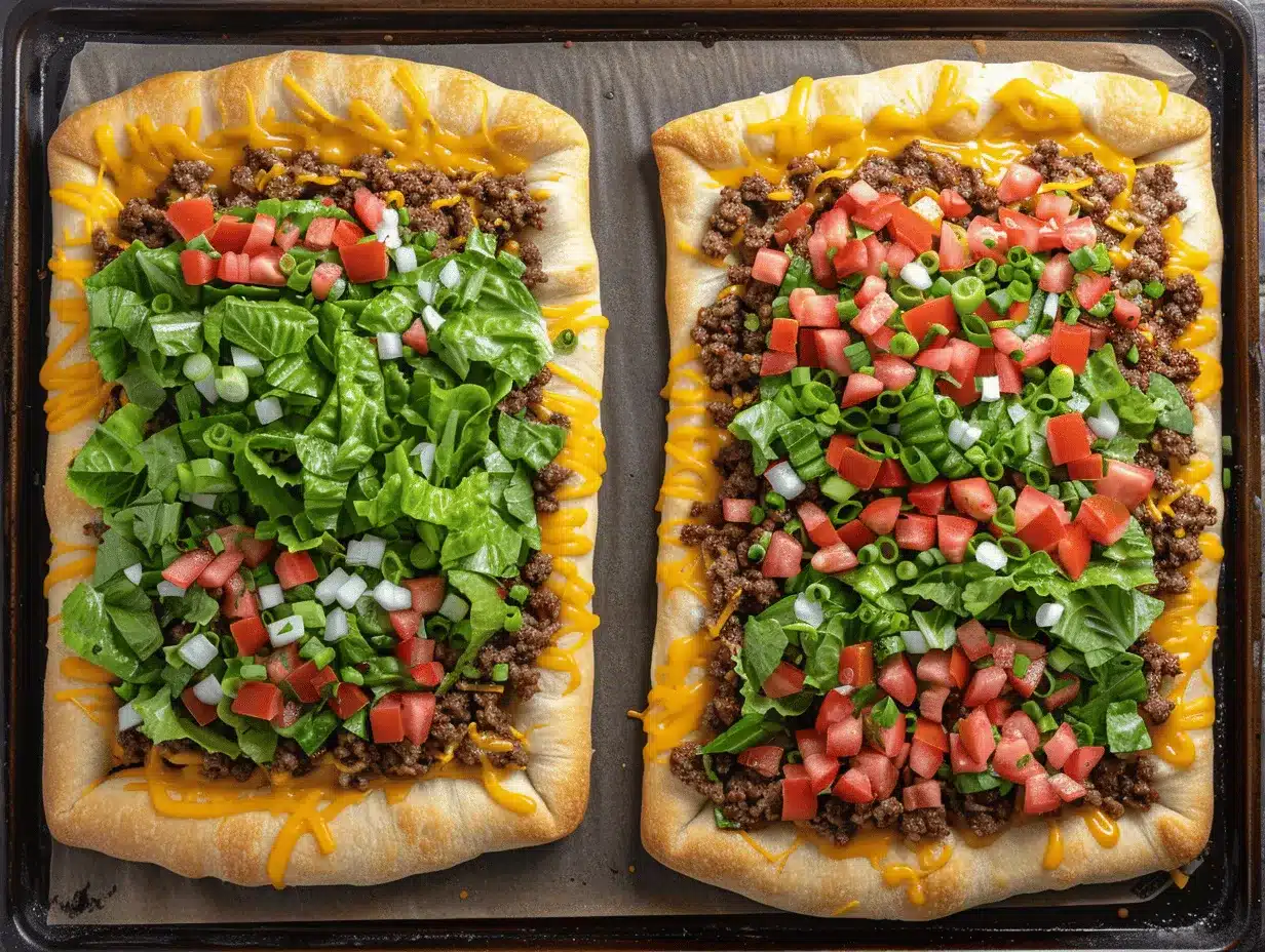 loaded taco pizza preparation steps