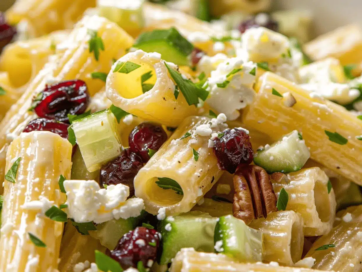 Mediterranean Ranch Rigatoni Pasta Salad preparation steps