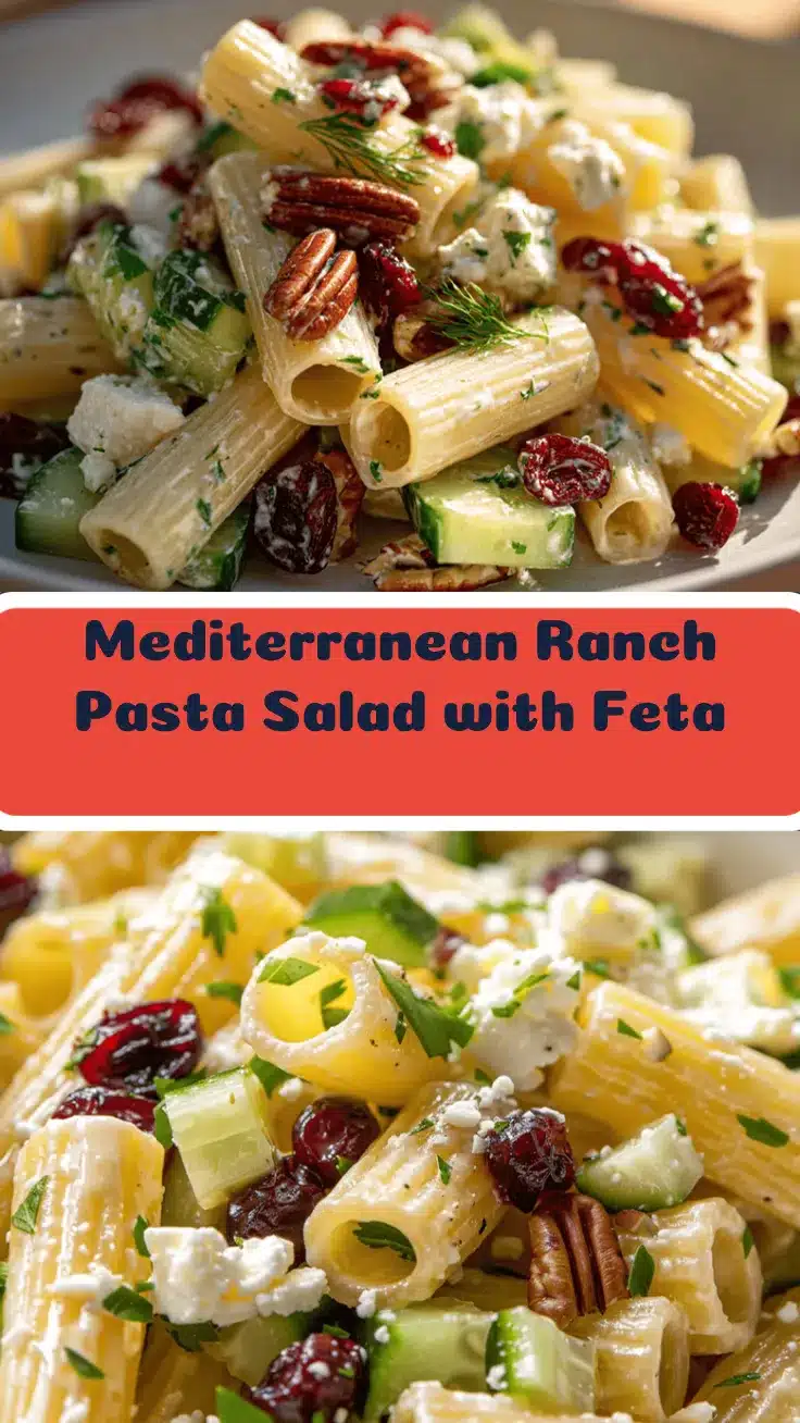 Mediterranean Ranch Rigatoni Pasta Salad recipe
