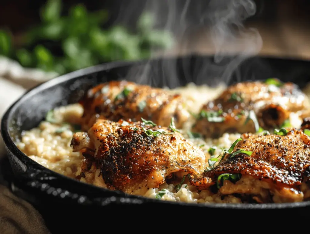 One Pot Creamy Tuscan Chicken and Rice - featured image
