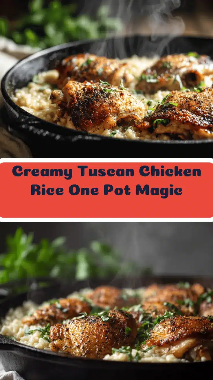 One Pot Creamy Tuscan Chicken and Rice recipe