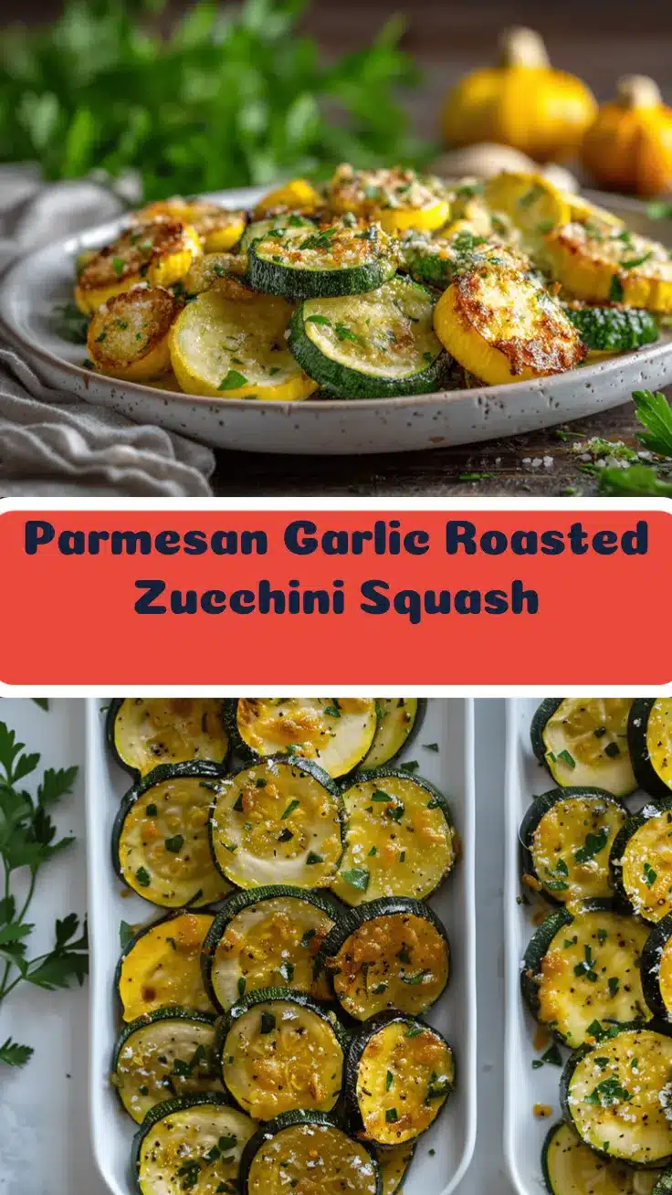 Parmesan Garlic Roasted Zucchini and Squash recipe