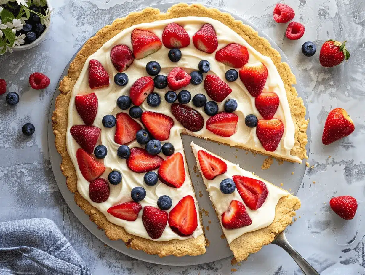 Patriotic Berry Sugar Cookie Pizza preparation steps