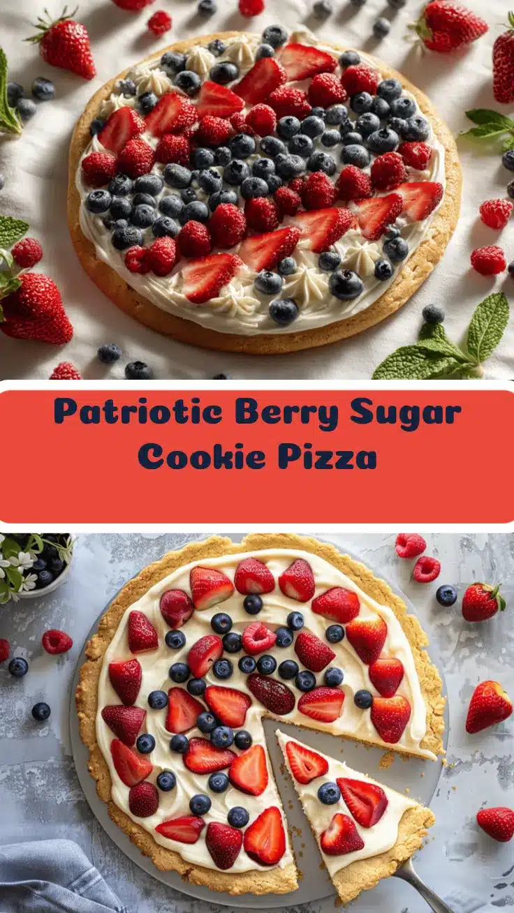 Patriotic Berry Sugar Cookie Pizza recipe