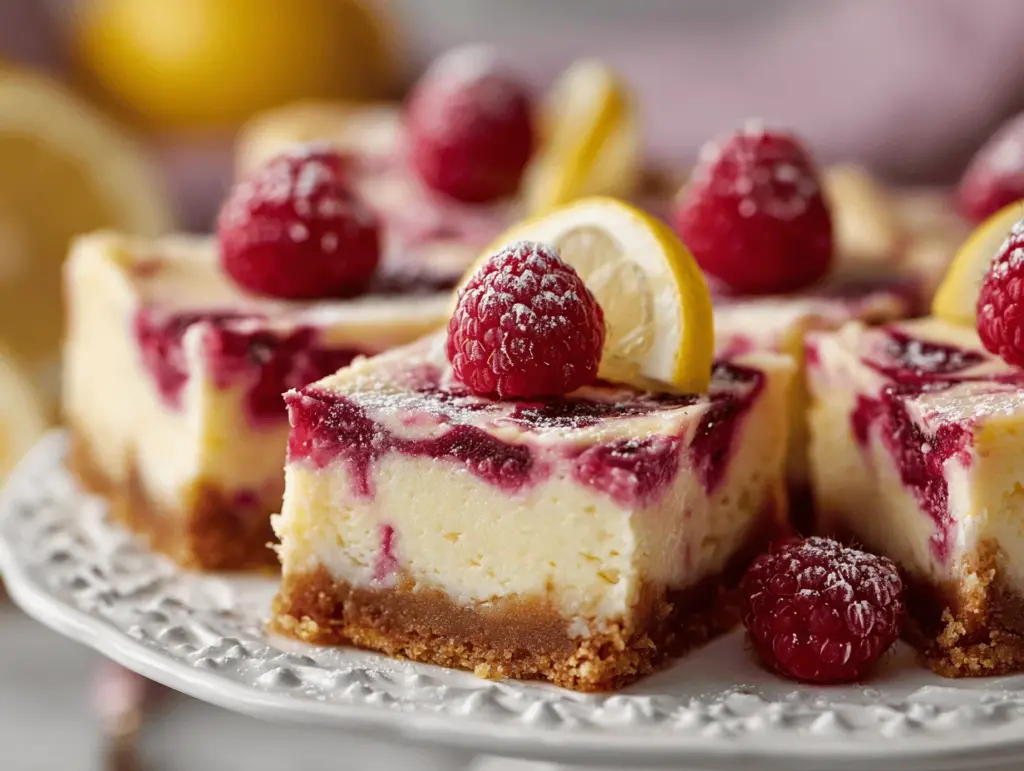 raspberry lemon cheesecake bars - featured image