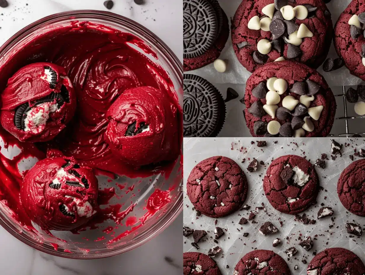 Red Velvet Oreo Monster Cookies preparation steps