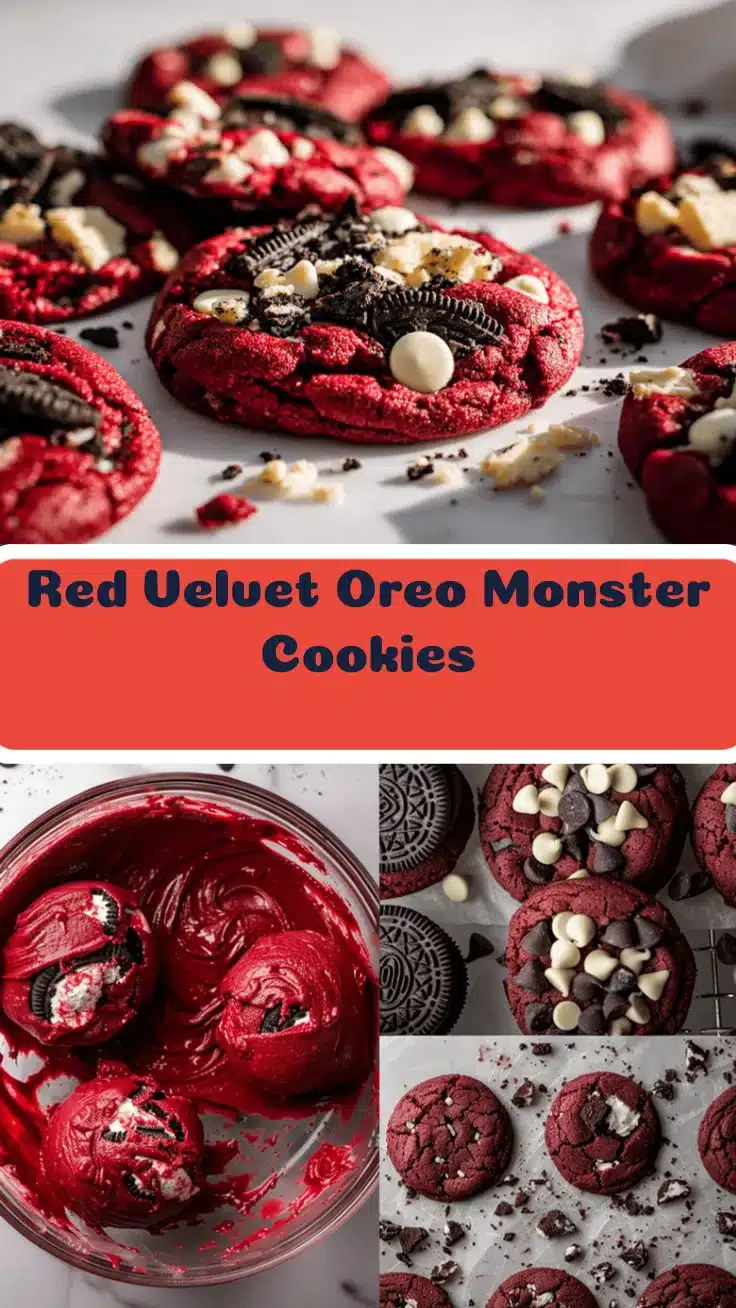 Red Velvet Oreo Monster Cookies recipe