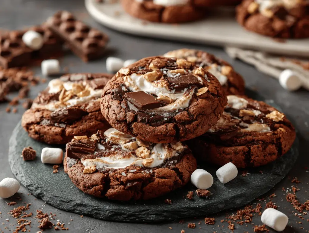 Rocky Road Chocolate Marshmallow Swirl Cookies - featured image