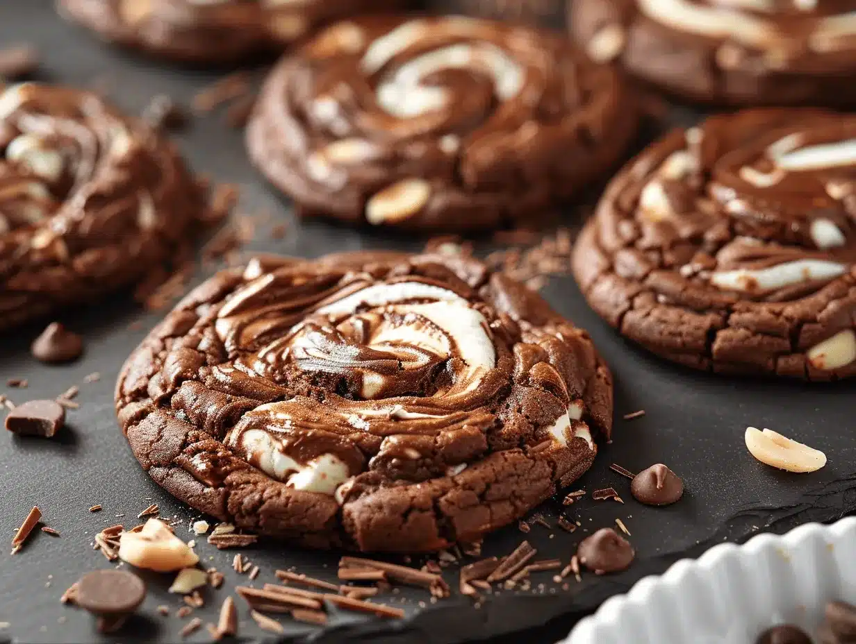 Rocky Road Chocolate Marshmallow Swirl Cookies preparation steps