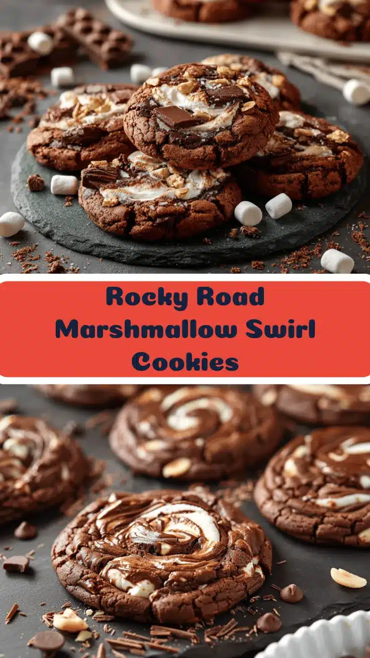 Rocky Road Chocolate Marshmallow Swirl Cookies recipe