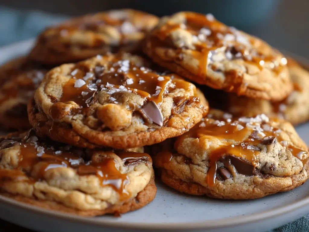 salted caramel cheesecake stuffed cookies - featured image