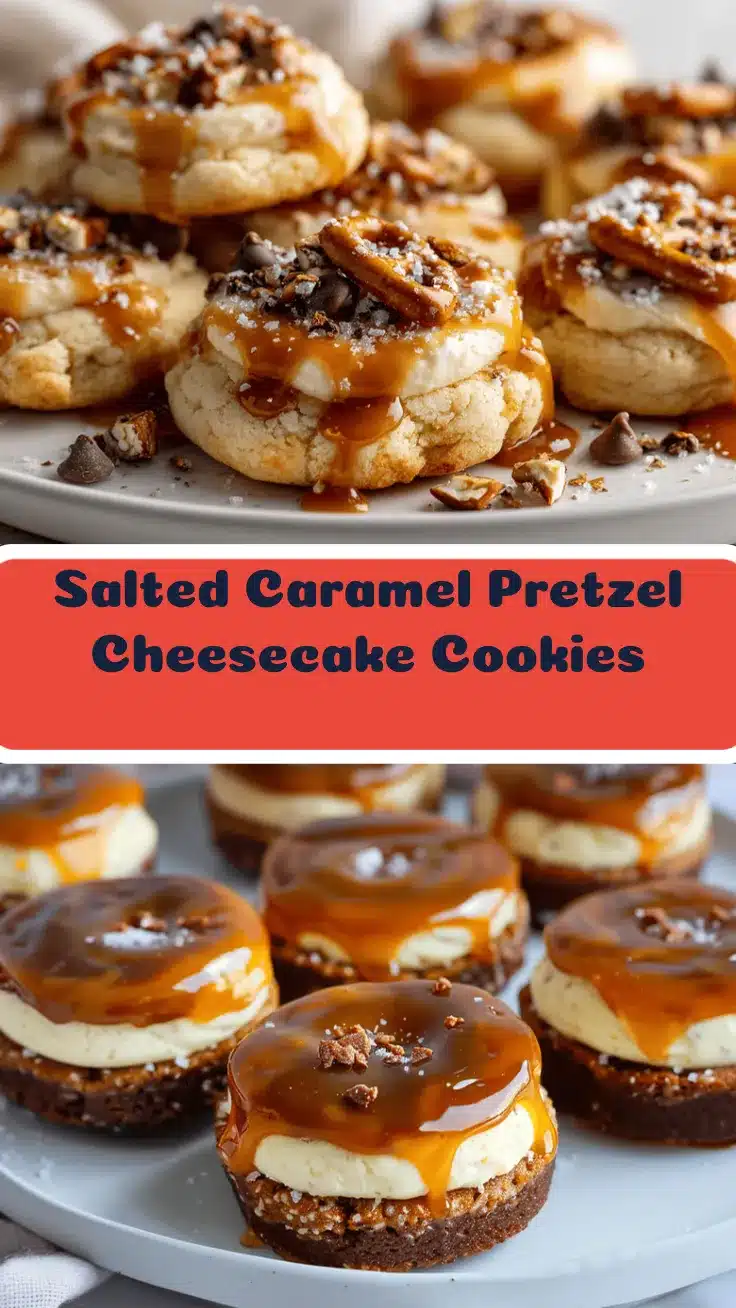 salted caramel pretzel cheesecake cookies recipe