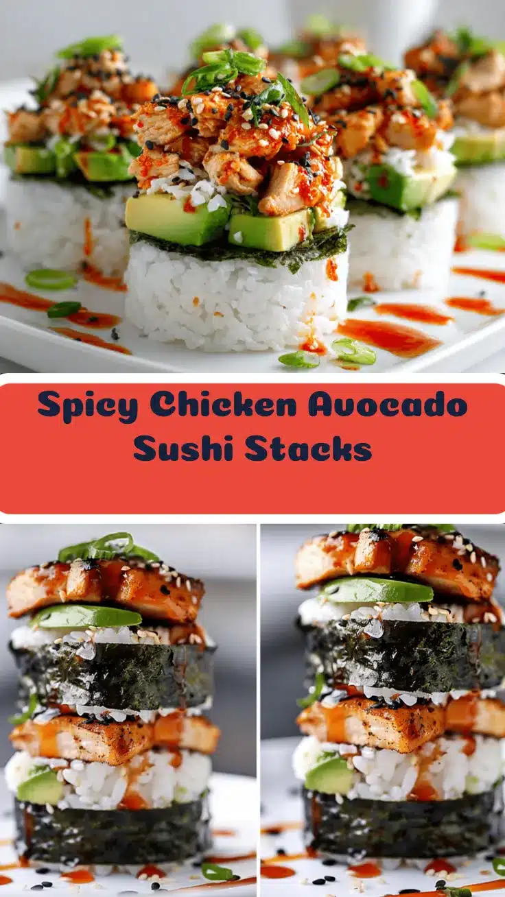 spicy chicken avocado sushi stacks recipe
