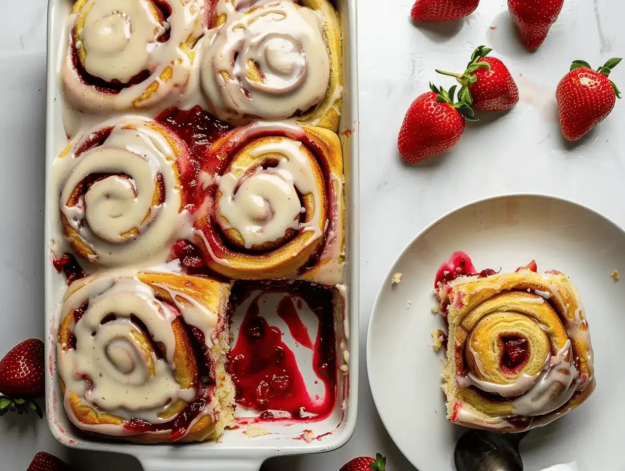 strawberry cheesecake stuffed cinnamon rolls preparation steps