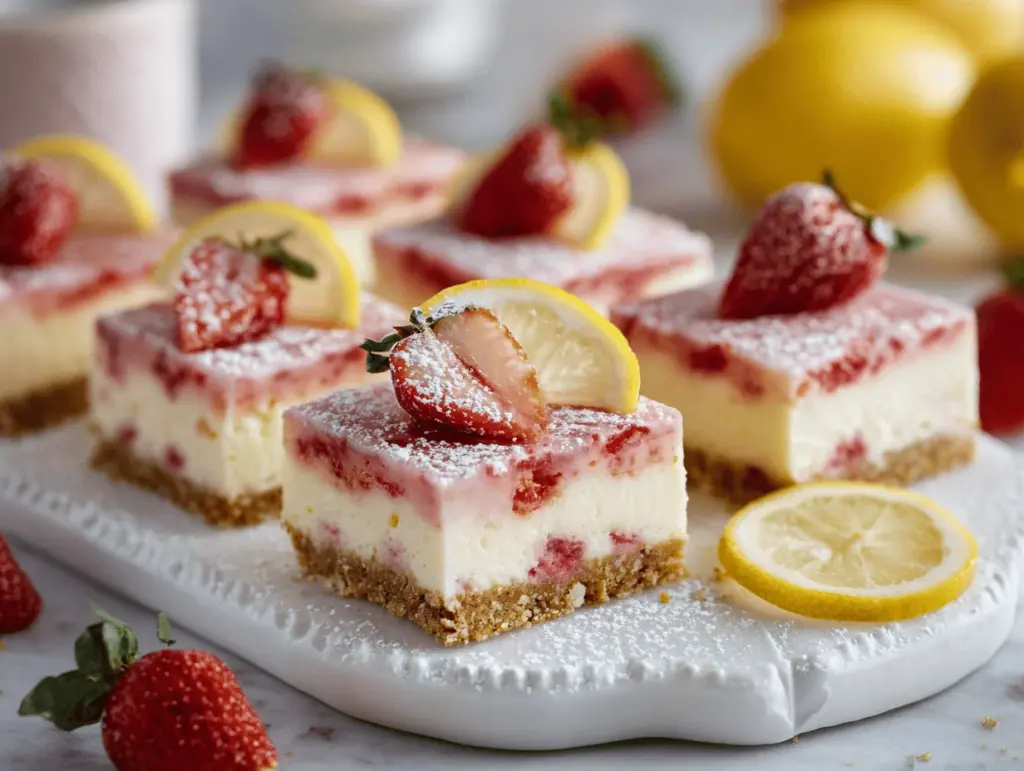 Strawberry Lemonade Cheesecake Bars - featured image