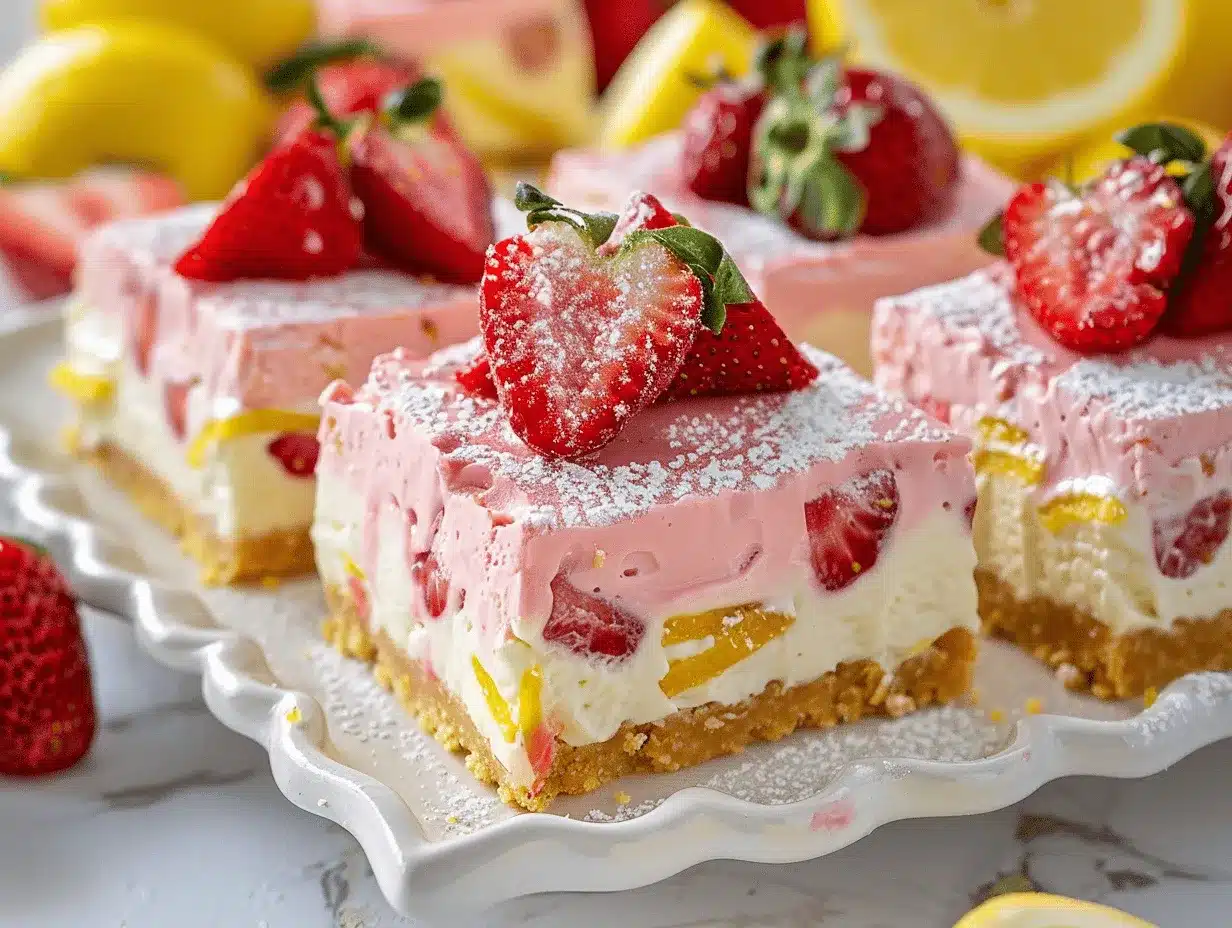 Strawberry Lemonade Cheesecake Bars preparation steps