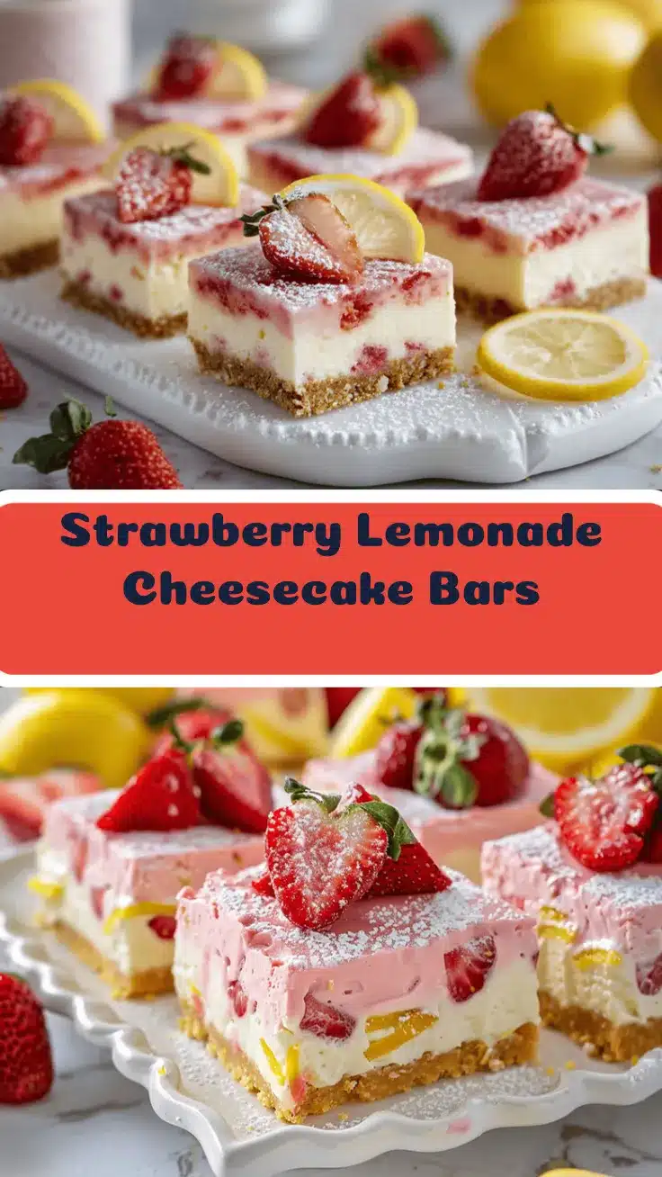 Strawberry Lemonade Cheesecake Bars recipe
