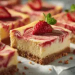 strawberry lemonade swirl cheesecake bars - featured image