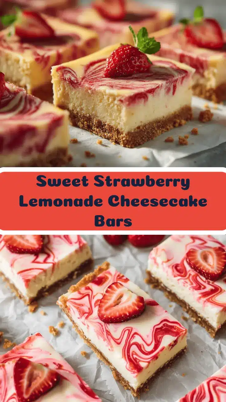 strawberry lemonade swirl cheesecake bars recipe