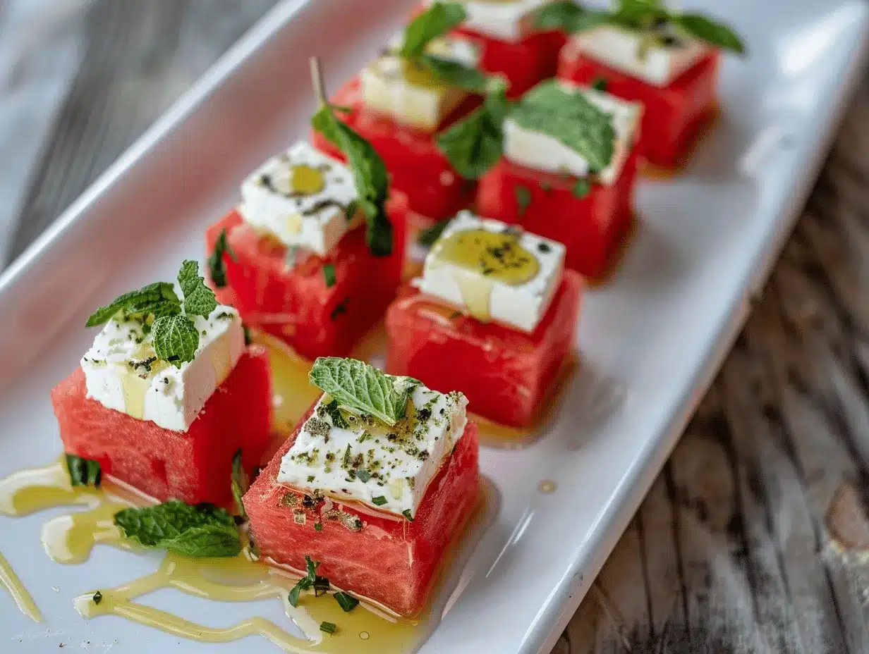 watermelon feta bites preparation steps