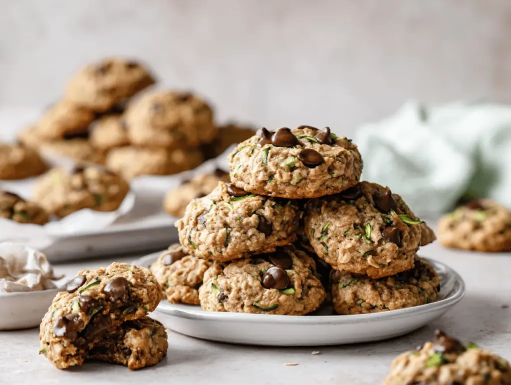 zucchini chocolate chip oatmeal cookies - featured image