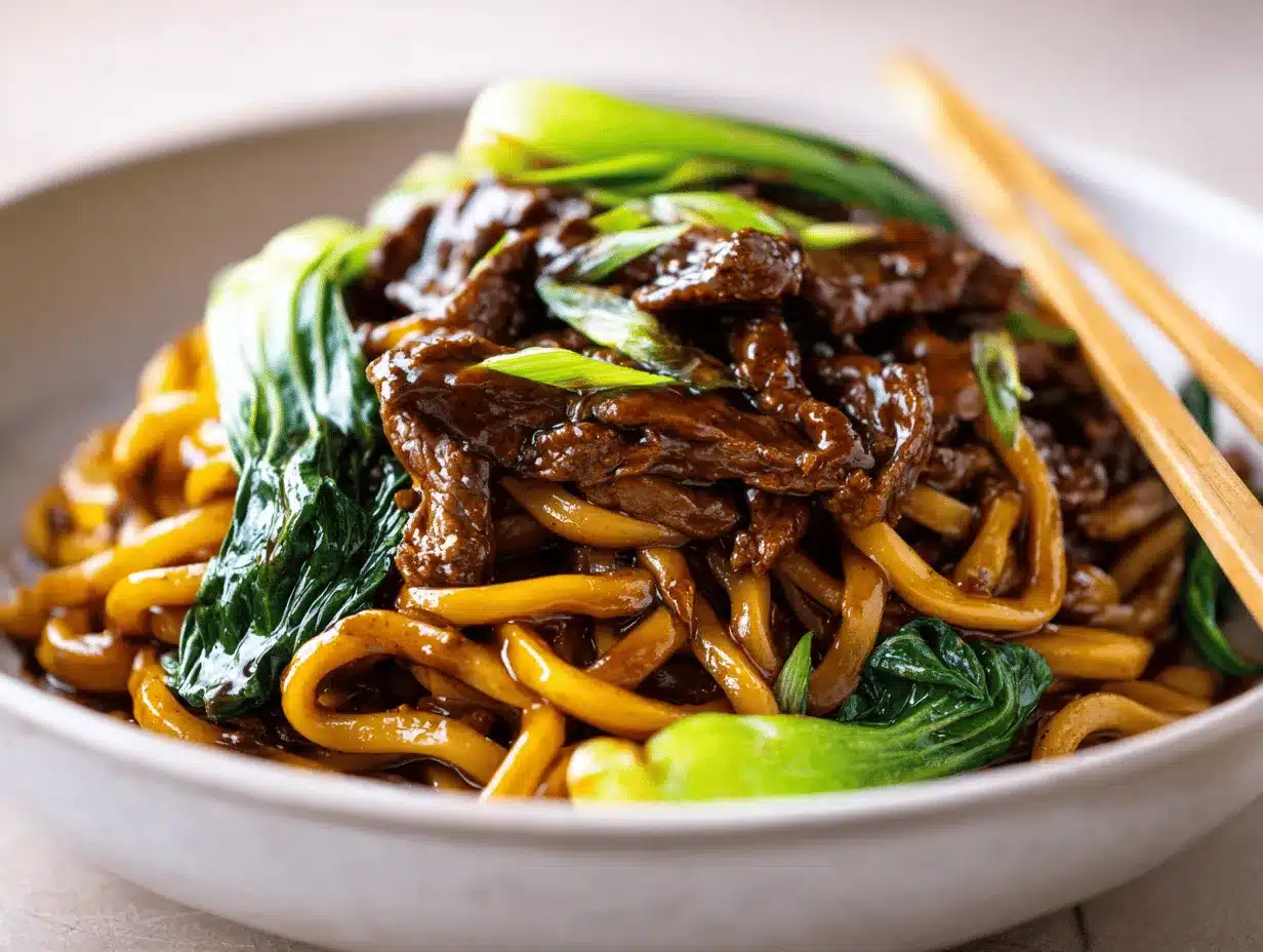 beef black pepper udon preparation steps
